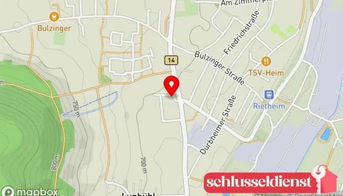 Karte von Aicher CNC-Drehteile GmbH & Co. KG Dreherei, Metallverarbeitungsunternehmen in Rietheim-Weilheim