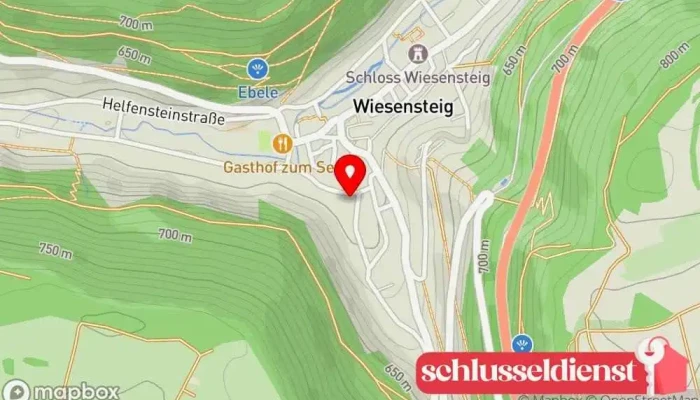 Karte von Allmendinger Bauschlosserei GmbH Metallbauunternehmen, Stahlbauunternehmen in Wiesensteig