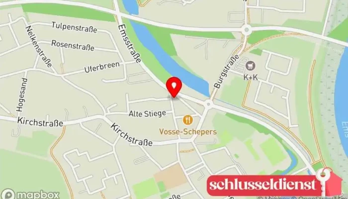 Karte von Bauschlosserei Stubbe Schlüsseldienst in Rhede (Ems)