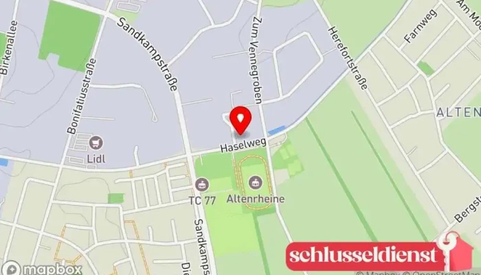 Karte von Behne GmbH & Co. KG Metallbauunternehmen, Geländeranbieter, Treppenbauunternehmen in Rheine