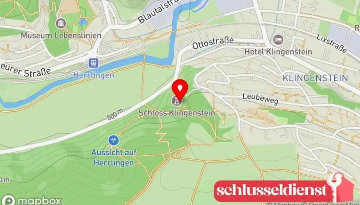 Karte von Burg Klingenstein Schloss in Blaustein