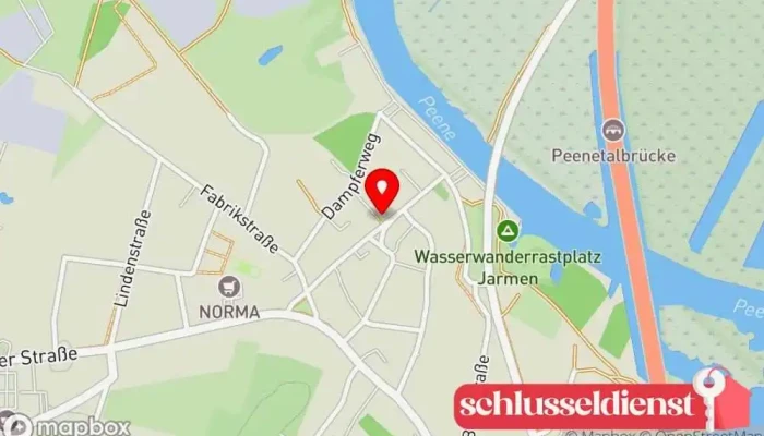 Karte von Dachbau Hank GmbH & Co. KG Dachdecker, Geschäftsstelle in Jarmen