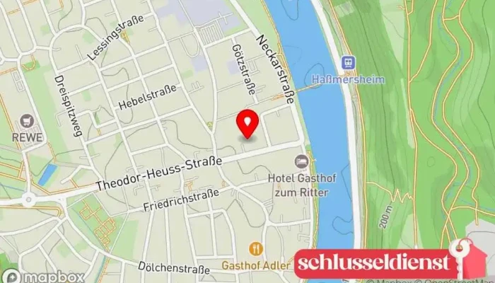 Karte von EMSA Bauelemente Fensteranbieter, Aluminiumfenster, Jalousiengeschäft, Türfachhandel, Garagentoranbieter, Kunststofffenster, Anbieter von Sonnenschutz in Haßmersheim