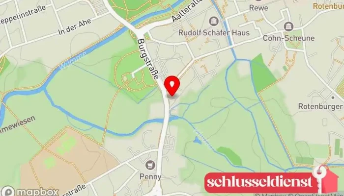 Karte von Ferdinand Meyer Schlosserei, Metallbau & Schmiede Metallbauunternehmen, Karosseriewerkstatt, Schmied, Metallwerkstatt in Rotenburg (Wümme)