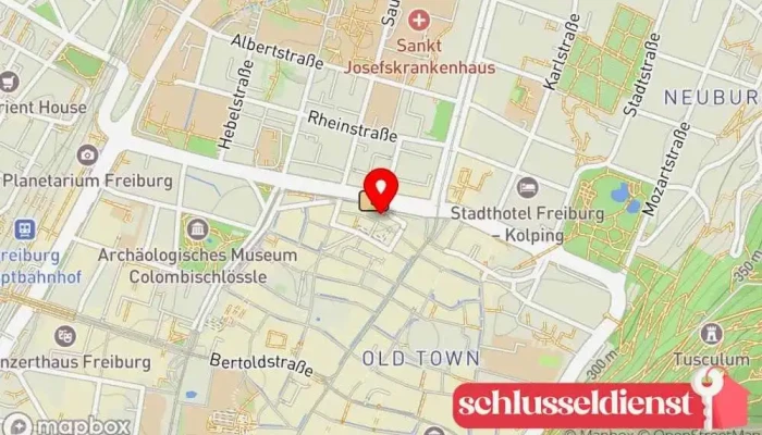 Karte von Freiburger Schlüsseldienst & Sicherheitstechnik GmbH Schlüsseldienst in Freiburg im Breisgau