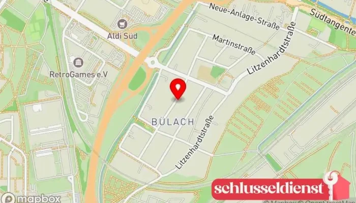 Karte von G. Oberdorfer Bauschlosserei Metallwerkstatt in Karlsruhe