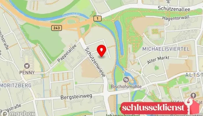 Karte von Gentemann Metallbau Metallbauunternehmen, Aluminiumanbieter, Aluminium-Schweißer, Metallverarbeitungsunternehmen, Metallwerkstatt, Schweißbetrieb in Hildesheim
