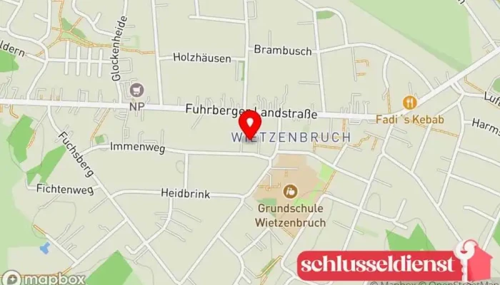 Karte von Glaserei Hein Metallbau | Immenweg Celle Metallbauunternehmen, Markisenanbieter, Anbieter von Terrassenüberdachungen, Wintergartenbauer, Fensteranbieter in Celle