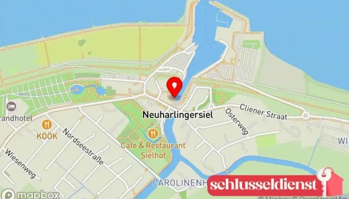 Karte von Hafen Neuharlingersiel Jachthafen, Landschaftlich schöner Ort, Sehenswürdigkeit in Neuharlingersiel