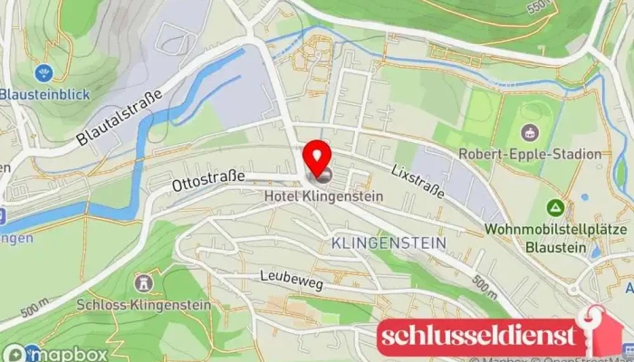 Karte von Hotel & Restaurant Klingenstein in Blaustein Hotel, Brauerei, Restaurant in Blaustein