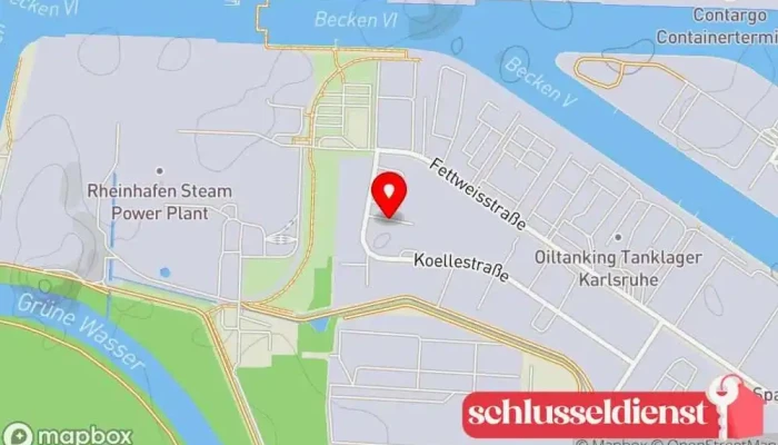Karte von HS Metallbau Schlosserei Inh. R. Sickinger Metallwerkstatt, Metallbauunternehmen in Karlsruhe