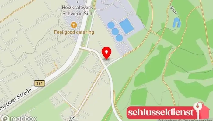 Karte von KAWO Metall- & Zaunbau Christian Kalks Zaunbauer, Zaunfachhandel, Metallbauunternehmen, Metallverarbeitungsunternehmen in Schwerin