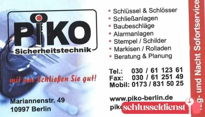 Kreuzberg Schlüsseldienst Piko - 10997 Berlin