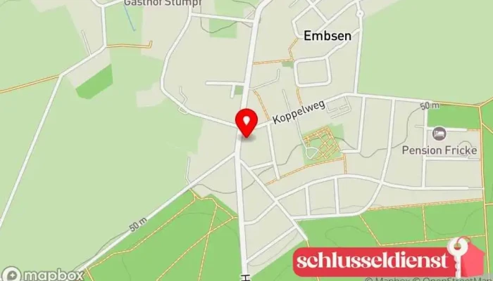 Karte von Landtechnik Stehr Inh. Wortmann u. Röttger oHG Landmaschinenhändler, Zaunbauer, Gartencenter in Embsen