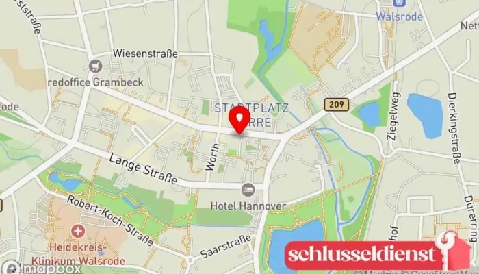 Karte von Leinemann - Schlüssel, Schlösser, Schließzylinder, Eisenwaren Eisenwarenhändler, Haushaltswarengeschäft in Walsrode