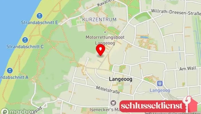 Karte von Lieblingsinsel Langeoog Ferienwohnung, Gasthaus/Pension, Ferienhaus, Ferienhausvermietung in Langeoog