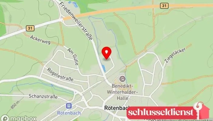Karte von Metallbau Fehrenbach GmbH Stahlbauunternehmen, Vertriebsdienst, Handwerk, Schlüsseldienst, Hersteller, Metallbauunternehmen, Treppenbauunternehmen, Schwimmbeckenbauer, Schweißbetrieb in Friedenweiler