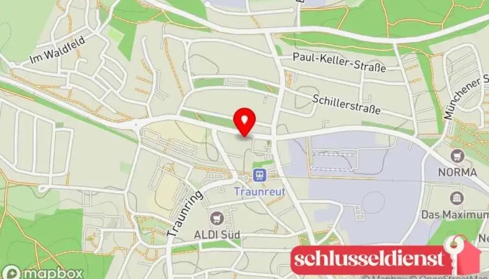 Karte von Michael Flunk und Johann Flunk Bauschlosserei Schlüsseldienst in Traunreut