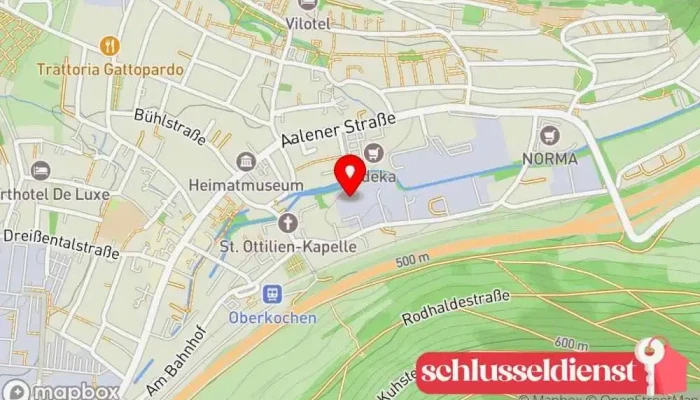 Karte von MZO GmbH Geschäftsstelle in Oberkochen