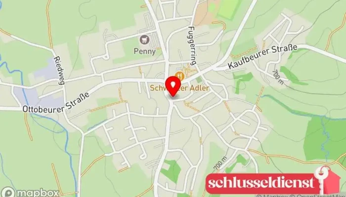 Karte von Notz GmbH Schlosserei, Schlüsseldienst, Metallbauunternehmen, Stahlbauunternehmen in Markt Rettenbach