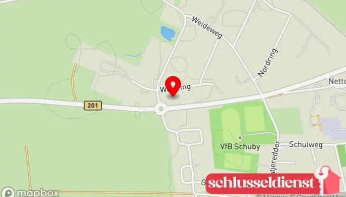 Karte von Reimer - Schuby GmbH Stahlbauunternehmen, Bauingenieur, Metallverarbeitungsunternehmen, Vermietung von Anlagen und Maschinen in Schuby