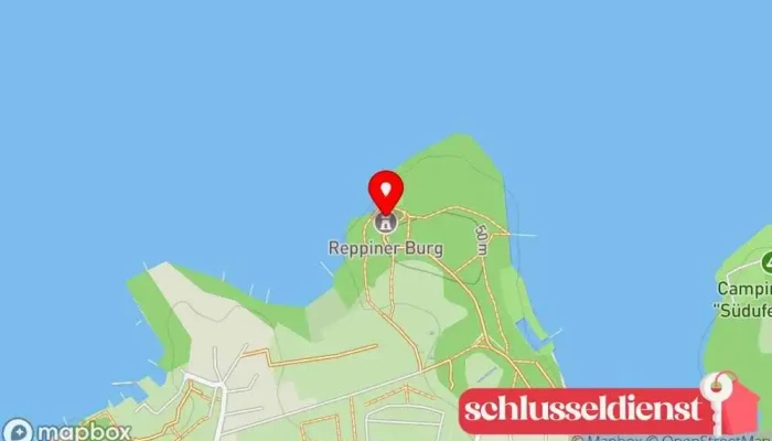 Karte von Reppiner Burg Schloss, Wandergebiet, Sehenswürdigkeit in Schwerin