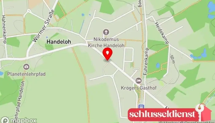 Karte von Rogel Zaun- und Metallbau in der Lüneburger Heide. Zaunbauer, Zaunfachhandel, Metallbauunternehmen in Handeloh