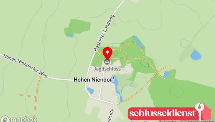 Karte von Romantische Ferienwohnung Schloss Hohen Niendorf Ferienwohnung, Schloss, Park in Bastorf