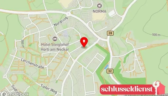 Karte von Schiller Metallbau e.K. Inh. Andre Hedwig Metallbauunternehmen in Horb am Neckar