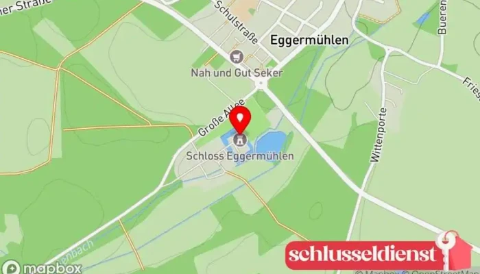 Karte von Schloß Eggermühlen - Freiherr von Boeselager Ferienhof, Privatunterkunft, Ferienhausvermietung in Eggermühlen