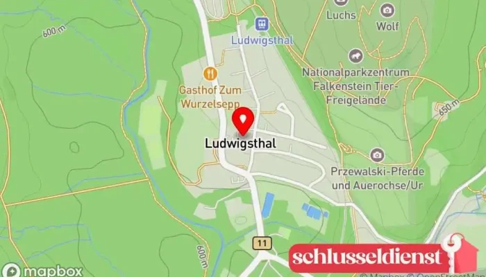Karte von Schloss Ludwigsthal Schloss in Lindberg