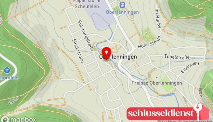 Karte von Schloss (Schlössle) Oberlenningen Historische Sehenswürdigkeit in Lenningen