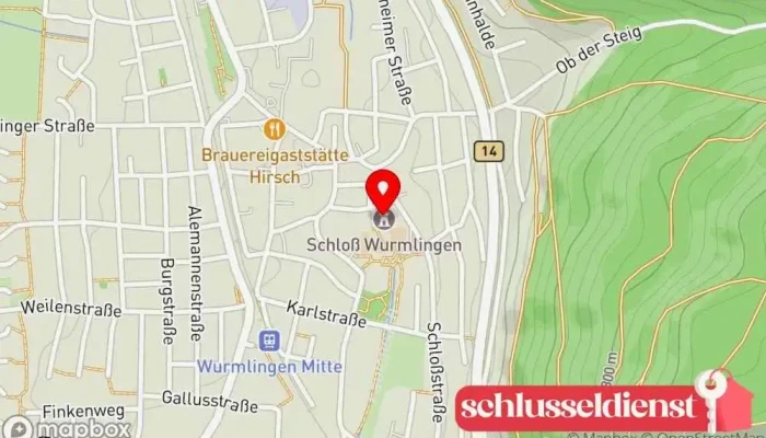 Karte von Schloss Wurmlingen Historische Sehenswürdigkeit in Wurmlingen