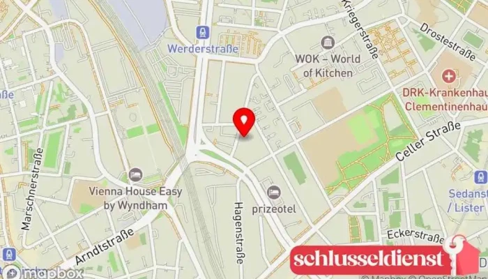 Karte von Schlosserei Bütehorn GmbH Metallwerkstatt, Metallbauunternehmen in Hannover