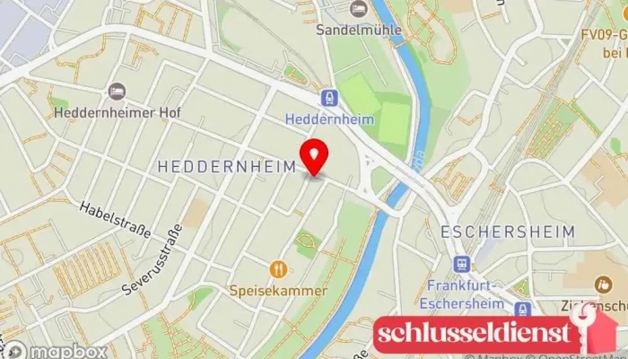 Karte von Schlosserei Wenz e.K., Inhaber Jürgen Schade Metallwerkstatt, Metallbauunternehmen in Frankfurt am Main