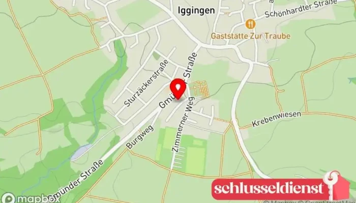 Karte von Schlüsseldienst Accurat Schlüsselduplikationsdienst in Iggingen