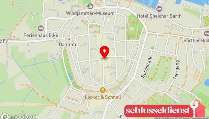 Karte von Schlüsseldienst & Hausmeisterservice Olaf Brandenburg & Sohn GmbH Schlüsseldienst, Schlüsselnotdienst, Anbieter von Sicherheitssystemen in Barth