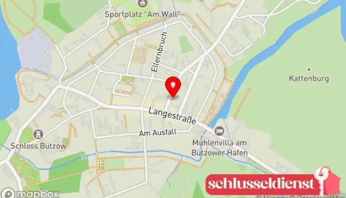 Karte von Schlüsseldienst Siebernik, Inh. H. Kopplow Schlüsseldienst, Autopolsterei, Metallwerkstatt, Polstergeschäft in Bützow