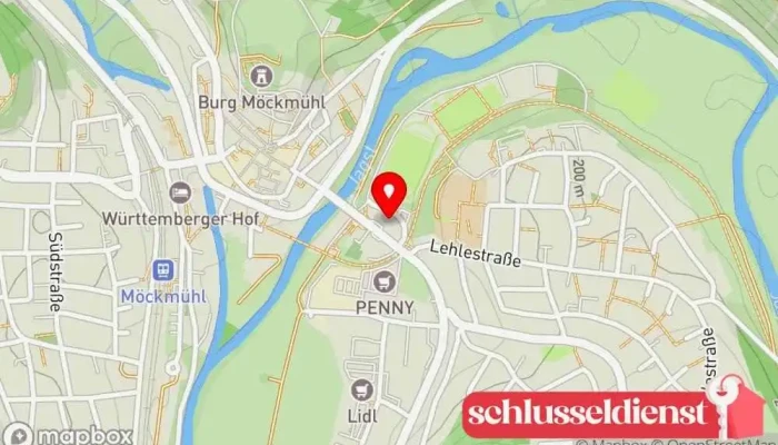 Karte von Schulz & Pfahl - Haus & Rad GmbH Haushaltswarengeschäft, Fahrradgeschäft, Schlüsseldienst, Schreibwarengeschäft, Spielwarengeschäft in Möckmühl