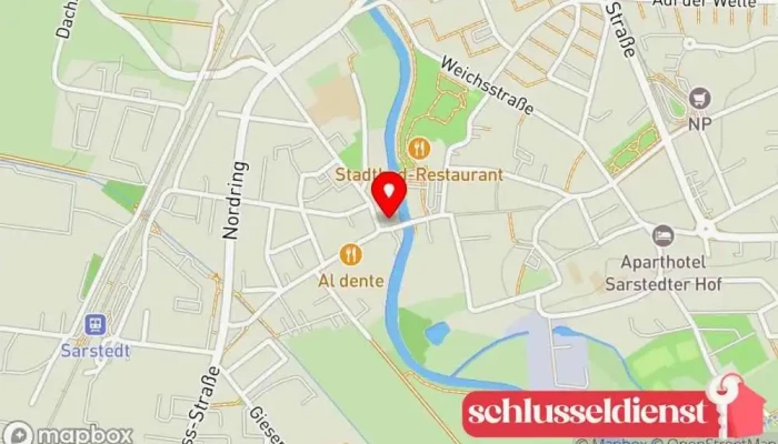 Karte von Service-Center Inh. Peman Gangir Schlüsseldienst, Graveur, Stempelgeschäft, Schuhreparatur-Geschäft, Schildergeschäft in Sarstedt