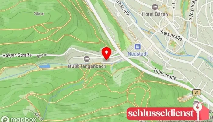 Karte von Sicherheitstechnik Günther Schlüsseldienst, Sicherheitstechnikfachgeschäft in Titisee-Neustadt
