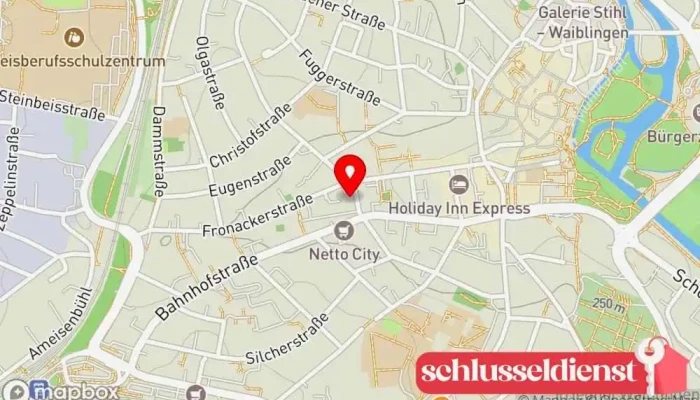 Karte von SiTech Sicherheitstechnik Sicherheitstechnikfachgeschäft, Schlüsselnotdienst, Graveur, Stempelgeschäft, Schildergeschäft in Waiblingen