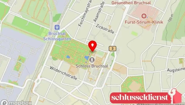 Karte von Staatliche Schlösser und Gärten Baden-Württemberg - Zentrale Geschäftsstelle in Bruchsal
