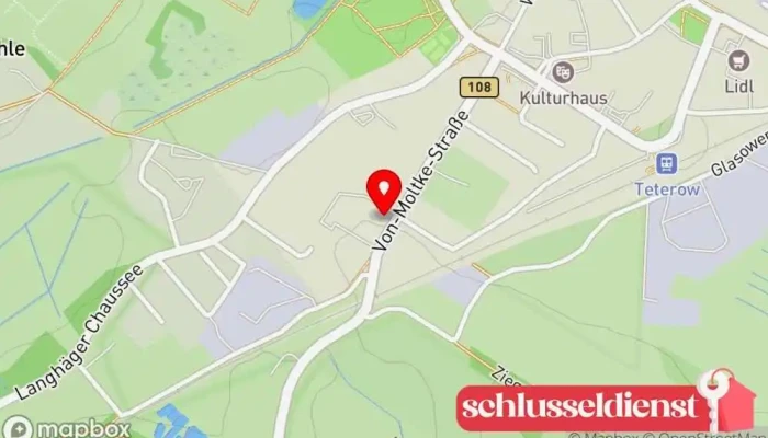 Karte von Zerspanungstechnik Teterow Metallverarbeitungsunternehmen, Dreherei in Teterow